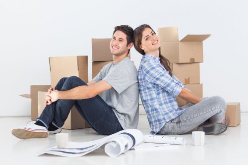 Furniture and boxes being handled during a Highbury house move