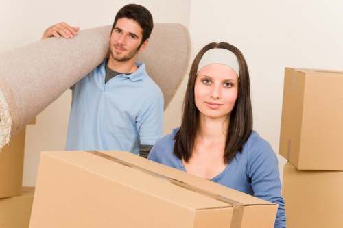 Boxes and furniture prepared for a local move in Highbury