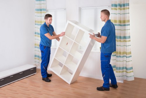 Professional movers handling boxes and furniture in Highbury