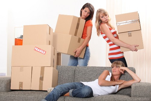 Furniture and boxes being moved with a van service in Highbury